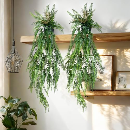 Artificial Hanging Plant 2 Pcs Faux Eucalyptus Vine Ivy Vine Faux Plant Fake Potted Greenery for Wall Living Room Home Shelf Office Bathroom Outdoor Indoor Decor (Type 3) by Yarmare