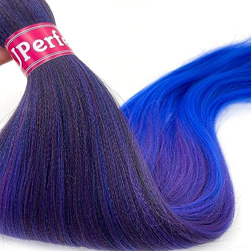 Ombre Braiding Hair Pre Stretched, Knotless Pre Stretched Braiding Hair 26 inch Black Blue Purple Ombre Braids Micro Itch Free Yaki Braiding Hair Extensions - Image 5