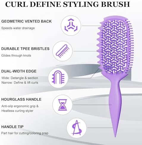 Curl Defining Brush with Wide & Narrow Teeth, Defines & Detangles Men/Women - Image 2