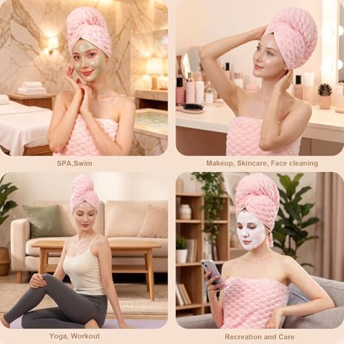 Super Soft Microfiber Hair Towels 2-Pack Lage Size (24x42 inch) for Girls - Image 5