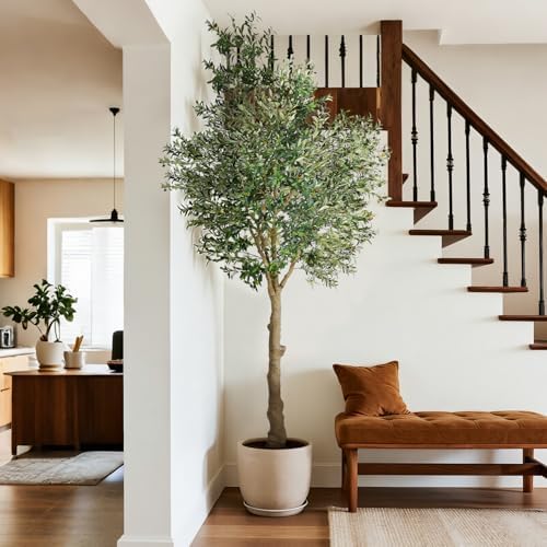 Artificial 10FT Olive Tree Indoor, Tall Faux Olive Tree with White Planter - Image 3