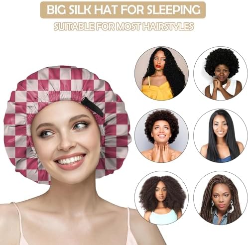 Satin Hair Bonnet Silk Bonnet for Sleeping Double Layer Elastic Adjustable Reusable Cute Aesthetic for Women Girls - Image 5
