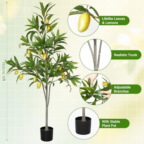 Daifunli Artificial Mango Tree with Realistic Leaves Natural Trunk - Image 2