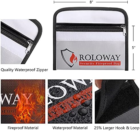 ROLOWAY Small Fireproof Bag (5 x 8 inches), Non-itchy Fireproof Money Bag for Cash, Valuables, Passport, Currency & Keys (6-Pack) - Image 2