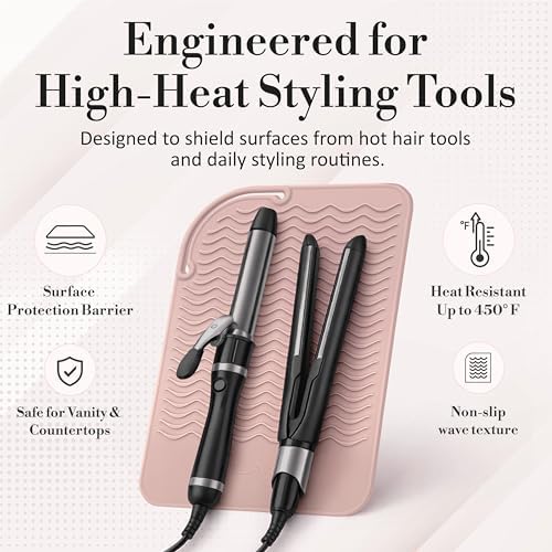 Large Vanity Mat, Heat Resistant Mat for Hair Tools, Vanity Décor, Rose - Image 4