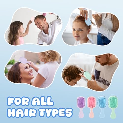 Mini Hair Bursh for Women Men and Kids, Protable Travel Size Hair Brush for Pockets Purses, Mini Detangler Brushes for All Hair Types, Small Paddle Brush for Detangling(Blue) - Image 7