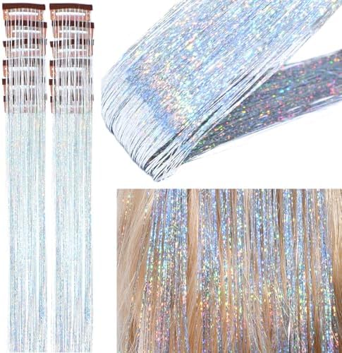 Hair Tinsel Clip in 12 Pcs Fairy Glitter Tinsel Hair Extensions for Kids - Image 2