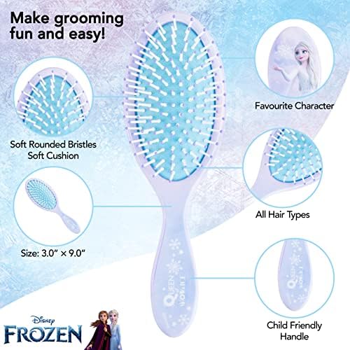 Frozen Princess Elsa Hair Accessory 5 Pcs Set - 1 Regular 9 inch Frozen Hairbrush & 4 Frozen Scrunchies - Detangling Brush & Elastic Hair Ties Ropes for Girls, Ages 3+ - Image 4