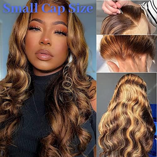 ALHER Small Cap Lace Front Wigs Human Hair 30 IN #4/27 Honey Blonde Highlight Body Wave 13X4 Lace Frontal Wig With Baby Hair 200% Density, Small Cap 21-21.5 Balayage Piano Colored Wig for Black Women - Image 2