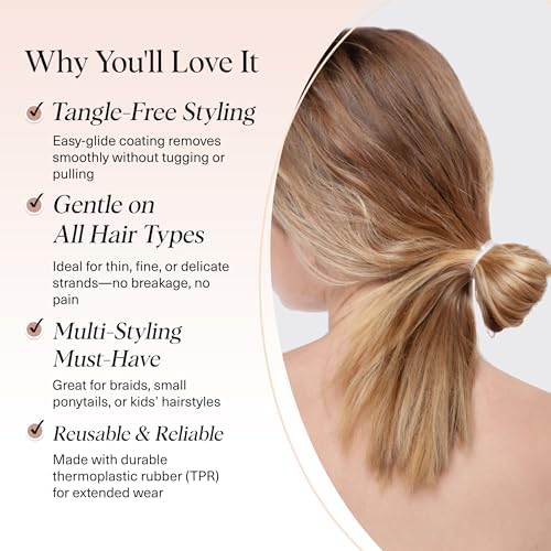 Kitsch No Snag Small Elastic Hair Ties - 1pack, 100pcs (Clear, Black, Brown) | Rubber Bands for Hair - Image 3