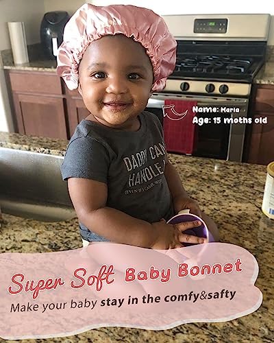 YANIBEST Baby Satin Bonnet Sleep Cap - Double Layer Reversible Adjustable Silky Satin Cap for Infant Toddler(5-12Year,Pink) - Image 2