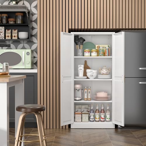 Steeloong 60"Metal Pantry Storage Cabinet with Doors & 3 Adjustable Shelves - Image 2