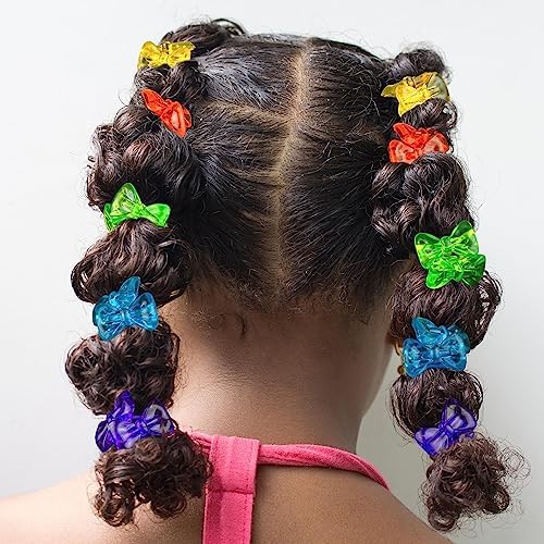 Expressions 24pc Ponytailers Hair Elastics, Mini Bow-Shaped Multicolored Twin Beads Bauble Ponytail Holders, Toddler Hair Accessories, Kids Value Pack - Image 7