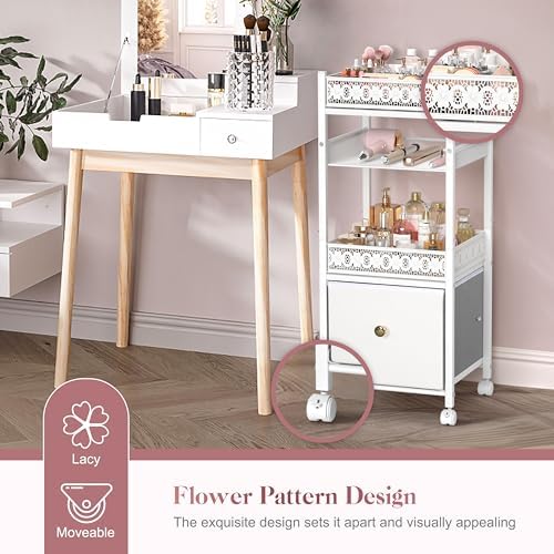 Makeup Organizer, Large Skincare Organizers, Make Up Organizers for Vanity, Makeup Storage Cosmetic Organizer with Drawer, Bathroom Vanity Organizer Makeup Holder Cart for Skin Care Hair Tool Beauty - Image 5