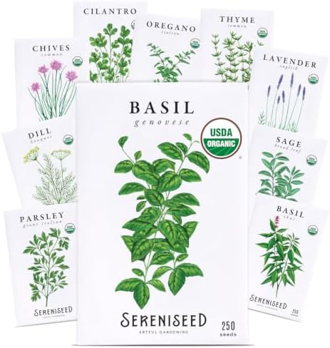 Sereniseed Certified Organic Herb Seeds 10-Pack, Culinary Garden Kit by Sereniseed