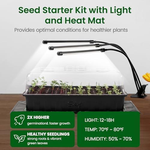 SOLIGT 60 Cell Seed Starter Tray Kit with Grow Light and Heat Mat - Image 2
