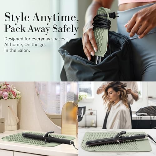 Large Vanity Mat, Heat Resistant Mat for Hair Tools, Vanity Décor, Sage - Image 6