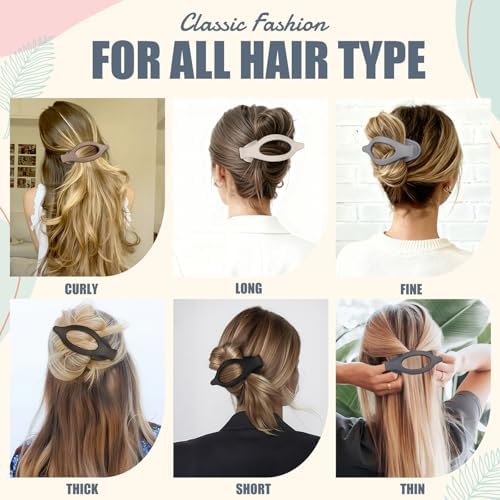 Flat Hair Clips for Women - 6 PCS French Flat Claw Clips Medium Hair Clips for Girls Large Hair Claw Clips for Thick or Thin Hair Strong Hold No Slip Hair Accessories for women (Brown Grey) - Image 4