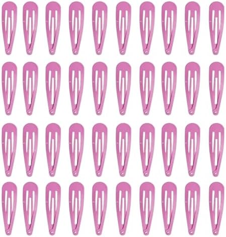 40 Counts Colorful Metal Snap Hair Clips 2 Inch Barrettes for Women Accessories (hotpink) by PIDOUDOU