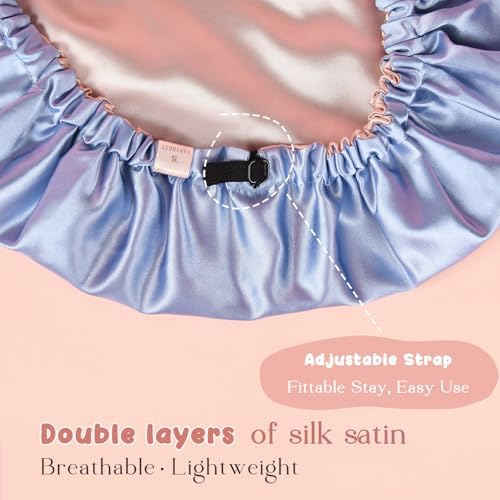 YANIBEST Baby Satin Bonnet Sleep Cap - Double Layer Reversible Adjustable Silky Satin Cap for Infant Toddler(6-36Months,Sky Blue) - Image 3