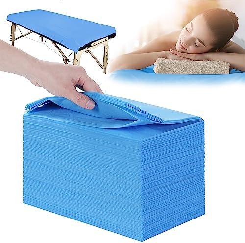 31" x 71" Disposable Bed Sheets for Massage Table Waterproof Massage Table Sheet Soft Non Woven Fabric SPA Bed Cover Breathable for Massage Beauty Tattoos 100PCS (Blue) by XATUMO