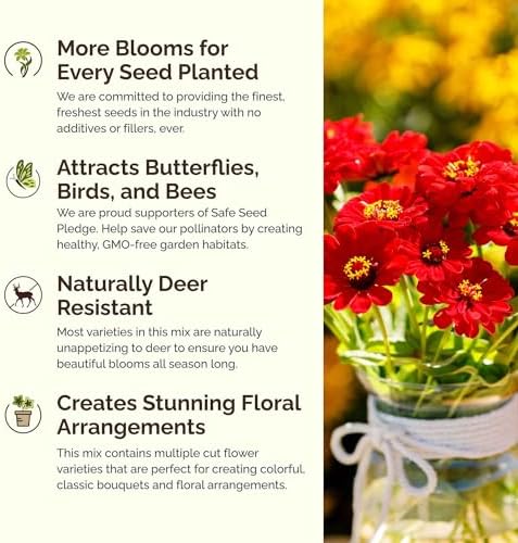 Eden Brothers Big Red Flower Mixed Seeds for Planting, 1 lb, 480,000+ Seeds with Painted Daisy Flame, Zinnia, Red Phlox | Attracts Pollinators, Plant in Spring or Fall, Zones 3, 4, 5, 6, 7, 8, 9, 10 - Image 4