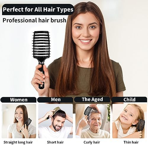 HIPPIH Boar Bristle Hair Brush Set of 2, Detangling Smoothing for Wet & Dry - Image 4