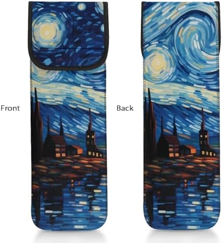 Starry Sky Oil Painting Flat Iron Travel Case Heat Resistant Waterproof Hair Straightener Curler Storage Bag Pouch Protector Sleeve Travel Hair Accessories Organizer - Image 3