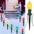 SUNSGNE Christmas Pathway Lights Outdoor, 38FT Colored Christmas Lights with 25 C9 Multicolor Bulbs and 25 Plastic Stakes for Walkway Sidewalk Driveway Lawn Yard Path Garden Decor by SUNSGNE