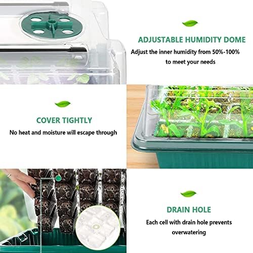 Seed Starter Tray with Grow Light, 2 Packs 80 Cells Seed Starting Kit Seedling Starter Trays with Grow Lights, Plant Germination Trays with Humidity Dome Plant Starter Kit - Image 3