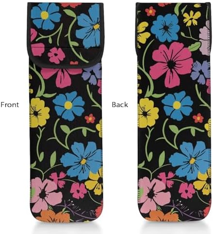 Flashideas Flower Print Flat Iron Case Curling Iron Organizers and Storage with Pocket Heat Resistant Neoprene Curling Iron Holder Universal Curling Iron Cover Sleeve Hot Tools Travel Bag - Image 7