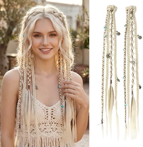 16" Clip in Dreadlocks Hair Extensions for Cosplay (Light Blonde) by Unknown