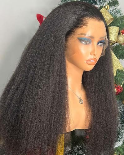 BEEOS 13x6 SKINLIKE Real HD Lace Wig 250% Density Kinky Straight Human Hair Wig Ultra-fitted Structure Pre-Plucked Hairline Bleached Knots 26 Inch by BEEOS