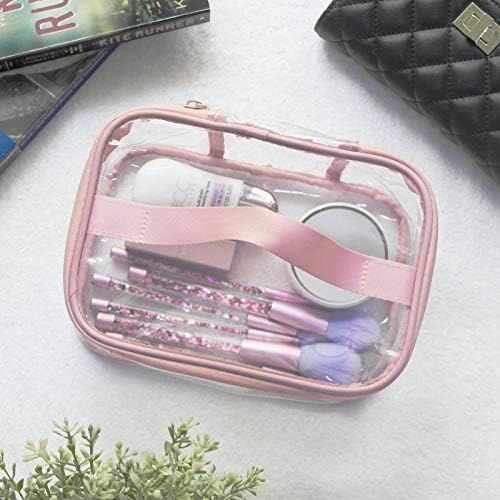 Toiletry Bag Makeup Cosmetic Clear Bag Portable Waterproof Transparent Travel Storage Pink - Image 5
