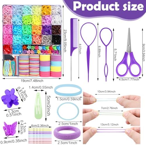 Auroray Hair Accessories for Girls, 2194 Pcs Colorful Elastic Hair Ties Set with Rubber Bands Butterfly Hair Clips Bobby Pins Hair Styling Tools Hair Tie Cutter Hair Stuff for Toddler, Baby, Kids - Image 2
