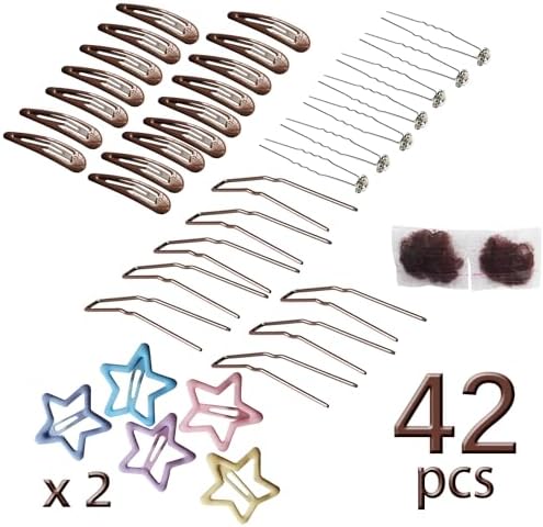 Snap Hair clips hair style accessories kits for girl women ballet dance U shaped hair pins Bobby clips,42pcs (Brown, 2 inch kit) - Image 2