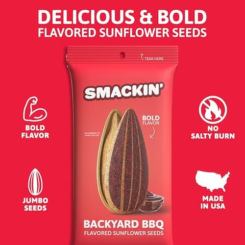 SMACKIN' Sunflower Seeds, Roasted Jumbo Small-Batch, American Made - Backyard BBQ. 1.5oz bags (6 Pack) - Image 3