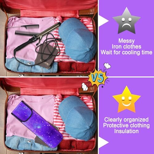 Shappy 2 Pcs Heat Resistant Curling Iron Flat Iron Travel Case,Starry - Image 6