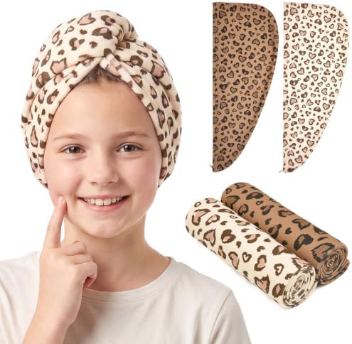 Kids Microfiber Hair Towel Wrap 2Pack Absorbent Hair Drying Turban for Girl by UnicornCastle