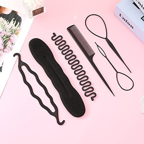UTTH-DTTK Hair French Braid Tool, 6 pieces Resin Centipede Braid Maker Hair Styling Accessories for Women, Girls, 1 Count (Black 6-piece set) - Image 3