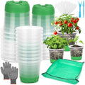 Caffox 51PCS Reusable Seed Starter Kit Includes 26 Packs 3 Sizes Clear Nursery Pots with Silicone Base, Repotting Mat, Gardening Gloves, Plant Labels and Seedling Tools for Easy Transplant by Caffox