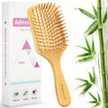 Bamboo Hair Brush for Men Women Detangling Thick Curly Hair, Natural Bamboo Bristles Wooden Paddle Hairbrush with Ergonomic handle for All Hair Types by Adevwair