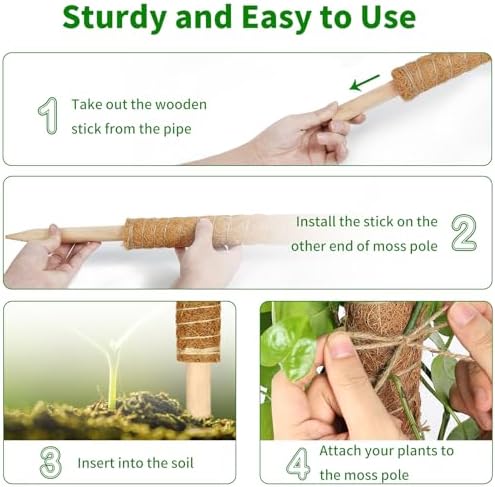 ALENEY Moss Pole, 6 Pack 17inch Monstera Plant Support Stackable Moss Poles for Plants, Coir Totem Pole Tall Moss Pole for Climbing Plants, Sphagnum, Indoor Potted Plants - Image 4
