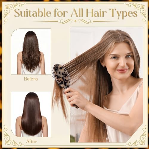 Meanplan Tortoise Shell Hair Comb Set Cellulose Acetate Paddle Detangler Brush Wide Tooth Comb Mini Tail Brushes Kit Grooming Tools for Women Men Thick Thin Curly Wavy Wet Dry Hair Gift (Light) - Image 5