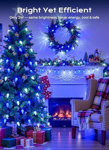 88FT 110 LED C9 Christmas Lights Outdoor Blue White Christmas Outdoor Light - Image 4