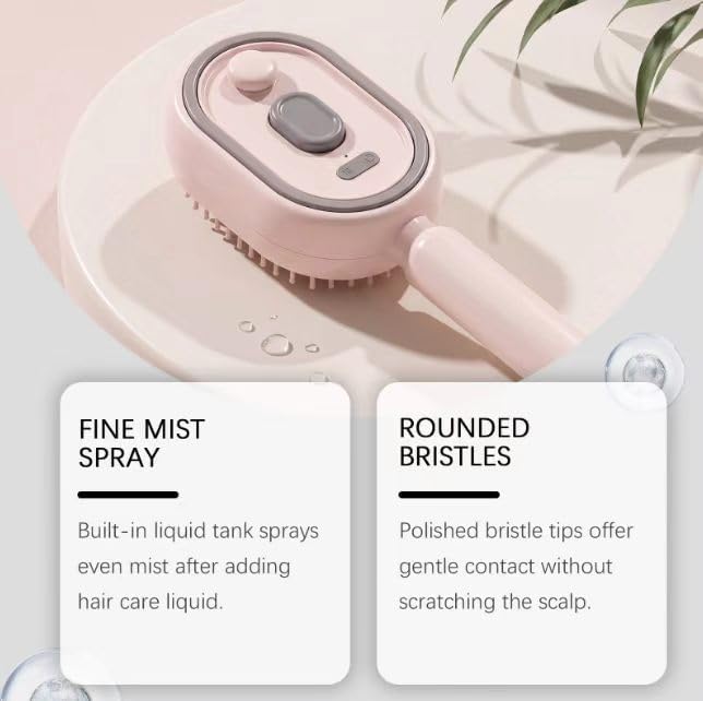 Electric Spray & Massage Hair Brush, 2026 Electric Steaming Massage Care Brush, Relieve Hair Tangles & Dryness, Works Beautifully on Curly, Straight, Thick, Thin, Long, or Short Hair, (Pink) - Image 3