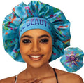 Discover reversible premium double layer silk satin sleeping bonnets designed for hair protection, moisture retention, and all-night comfort. Keep your hair healthy and frizz-free-blue by BeBeautifulExtension
