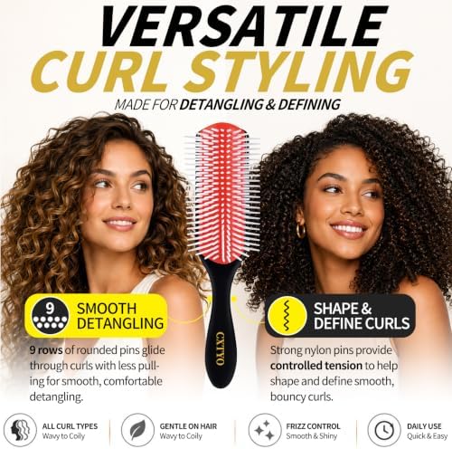 9 Row Styling Brush for Curly Hair, Detangling and Curl Defining - Image 5