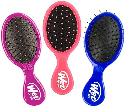 Wet Brush Squirt Detangling Brush, 3 Ct, Pink, Purple & Blue, Mini Detangler, No Tangle Ultra-Soft IntelliFlex Bristles, Wet & Dry Styling Hairbrush for Women & Men, All Hair Types by WetBrush