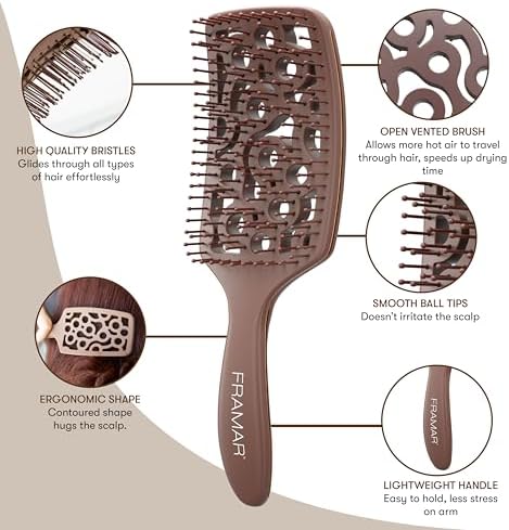 FRAMAR Professional Vented Hair Brush, Curved Hair Brush For Blow Drying - Image 4